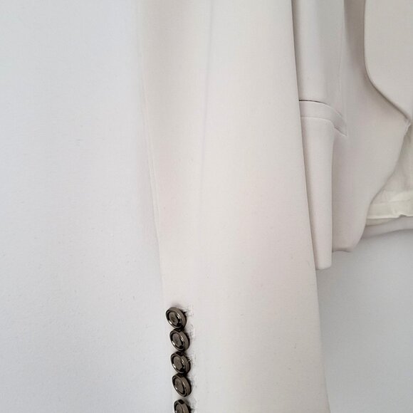 MANGO Suit Ivory Cropped Blazer I Size M, Open Front, Elegant Dressy Jacket - Picture 5 of 8